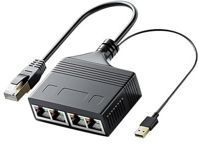 Adaptador divisor Ethernet, adaptador RJ45 de 1 a 4 zócalos, extensor de cable Ethernet, conector de enchufe