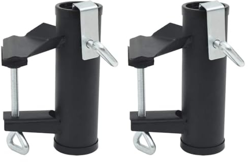 vidaXL Steel Umbrella Clamps for Balcony Patio - Adjustable and Portable Sun Umbrella Holder, 25-38 mm Grip, Black, 2 pcs Set