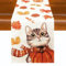 Aitsite Herbst Tischläufer, Küche Tisch Dekoration, Kürbisse Herbst Deko Draußen Urlaub Dekor Tischläufer, Herbst Tischdecke für Drinnen Urlaub Party Herbstdeko 40 x 180 cm (Cat Pumpkin)