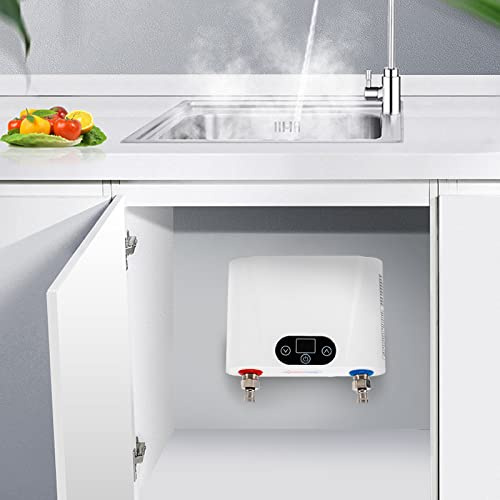 Elektrisk varmvattenberedare, panna, elektrisk varmvattenberedare, vattentank, varmvattenberedare, varmvattenberedare för toaletter, badrum, lägenheter etc., vit, 5,5 kW, 220 V