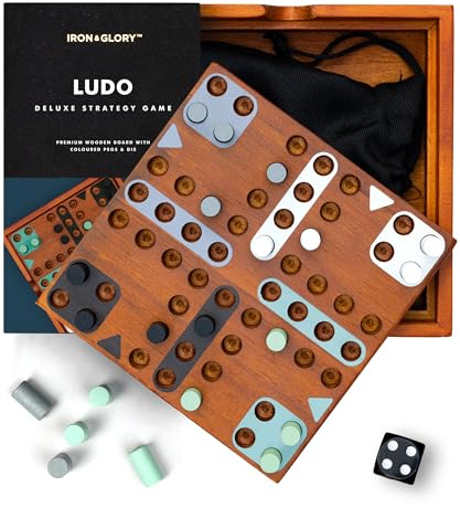 Iron & Glory Ludo Board Game | Wooden Puzzles | For Family Night | Coffee Table Decor | Family Board Games for Games Night | 4 Player Games & Wooden Living Room Decor