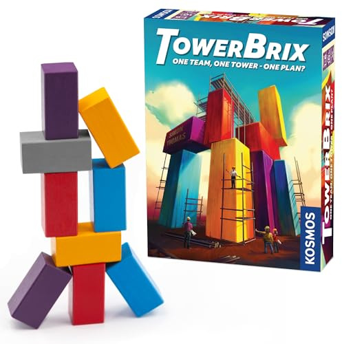 Thames & Kosmos TowerBrix Board Game | Colourful Cooperative Stacking & Balancing Challenge for Adults & Kids | 1–6 Players | Ages 10+ | Family Game Night | Dexterity Puzzle Game | Fun Party Activity