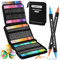 Tongfushop 72 Colours Dual Tip Acrylic Markers, Water-Based Acrylic Paint Pens for Rock Painting, Wood, Ceramic, Glass, Stone, Fabric, Canvas, DIY, Paint Markers for Kids, Adults, Artists, Beginners