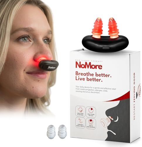 Original NoMore Red Light Therapy for Nose – LED Nasal Device for Dry Nose & Sinus Comfort, No More Colds, USB-Rechargeable Light Therapy