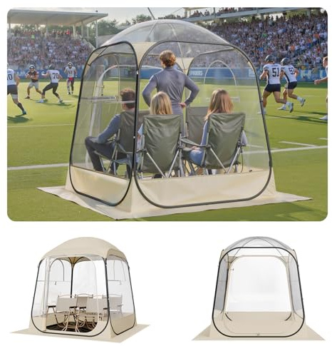 VEVOR Pop Up Sports Tent, 63 x63x71.7 Weather Proof Clear Tent for 2–4 Persons, Portable Foldable Dome Shelter with Removable Floor Mat & Top Cover, Outdoor Camping, Fishing, Events, Cheering