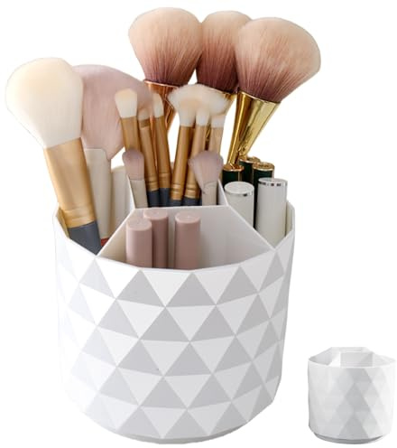 Grtheenumb Porte-pinceaux de maquillage, porte-stylos pour bureau, crayon rotatif à 360° avec 5 compartiments, organisateur de stylos en plastique antidérapant pour bureau, école, maison
