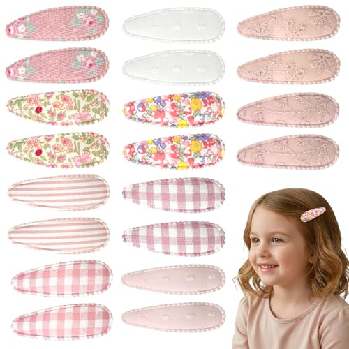 20 Piezas Pinzas de Pelo para Niñas, Horquillas con Flores y Lazos para Bebés y Recién Nacidos (Blanco y Rosa)