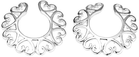 Anneaux de Mamelon en Acier Inoxydable 25mm (1 po) Réglables, 2 Pièces Fleurs Cercle Bijoux de Corps
