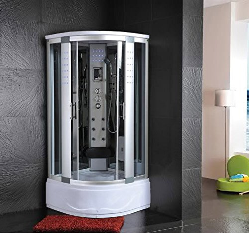 Bagno Italia Box Idromassaggio 90x90 cm cabina semicircolare con Vasca una seduta con Bagno Turco massaggio plantare luci led I