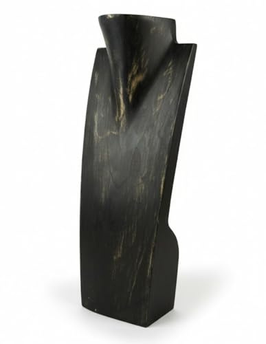 Artisanal 'Espositore a collana, Busto in legno H35 cm finitura nero vintage