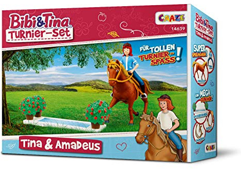 CRAZE BIBI & TINA Turnier-Set Spielfiguren Pferdefiguren Tina und Amadeus mit Zubehör Spielzeug 14639
