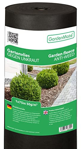 GardenMate Rouleau Toile Anti-Mauvaises Herbes 1x75m en Non tissé 50g/m² - antidéchirure, Anti-UV et perméable à l'eau - 1x75 = 75m²