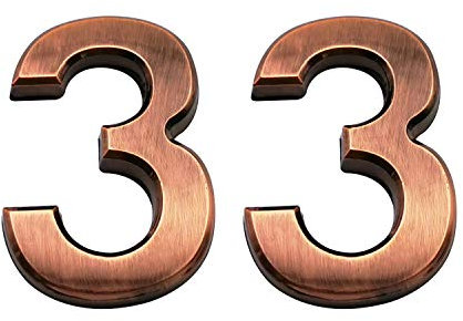 2.75 Inch Adhesive House Numbers, Mailbox Numbers, Street Door Numbers, Self-Stick Address Signs for Apartments, Double Bronze Number 3