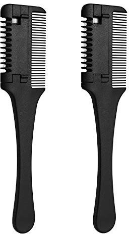 Minkissy Haarschneider Kamm 2 Stück Haarverdünner Kamm Shaper Haarrasierer mit Haarschere Schere Doppelkante Rasierklingen zum Haarschneiden Und Styling