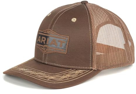 ARIAT Men's Structured Vintage Shield Logo Cap with Mesh Back and Snap Back Closure