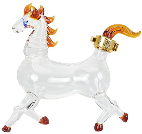 Decantador de whisky, botellas de licor de vidrio con forma de caballo, tapón hermético, tarro de whisky para vino, bourbon, brandy, licor, zumo, agua, vodka, ron, tequila, 150 ml