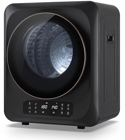 4KG Vented Tumble Dryer, 850W Small Compact Freestanding Front Tumble Dryer with 6 Heat Settings, LCD Digital Display, Stainless Steel Tub Portable Clothes Dryer Machine with Timer (Color : Black)