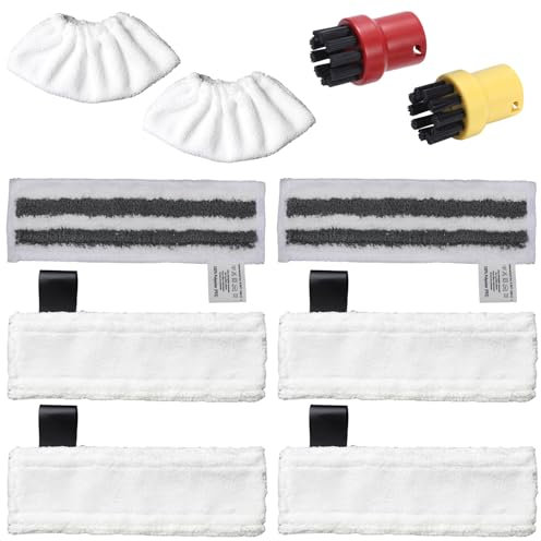 NIYATA 10 Stücke Zubehör für Kärcher Dampfreiniger,Mikrofaser-Tuchset Kompatibel für Kärcher SC1,SC2,SC3,SC4,SC5,4 Mikrofaser Bodentücher,2 Schleif Tücher,2 Handdüsentüch,2 Rundbürsten