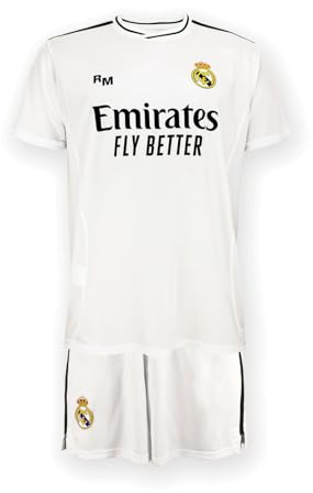 Real Madrid Tenue de Domicile pour Enfants - Taille 164/14 Ans - Saison 2024/2025 - Tenue de Football pour Enfants - Blanc