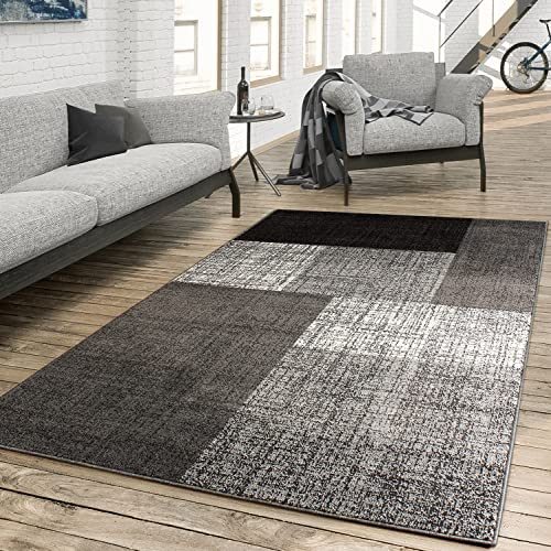 TT Home Tappeto Salotto Moderno Soggiorno Pelo Corto Vintage Screziato Moderno Motivo Geometrico, Colore: Grigio, Dimensione:120x170 cm