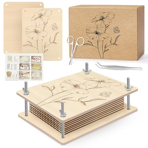 YZNlife Large Flower Press for Adults - 16x21cm 10 Layers DIY Wooden Flower Pressing Kit Great Gift for DIY Arts and Crafts Lovers