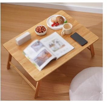 HUFIREHU Soffa Frukostbord Laptopbordet FöR SäNg Bambu KnäBord HopfäLlbart SäNgbord FöR Laptop Frukostbricka Med Vikbara Ben Bambu Laptopstativ SäNgbricka Bambu HöJdjusterbar(Wood,80*50cm/31.5*19.7in)