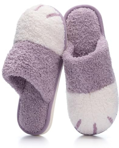 GOEWY Pantofole Animali Carini in Peluche per Donna e Uomo, Ciabatte Invernali Morbide con Solette in Memory Foam, Calde e Antiscivolo per Casa ed Esterno Taglia 38 39 Viola