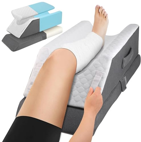 Hoyiyobi Cuscino Gambe Per Dormire, Cuscino a Cuneo per Elevare le Gambe, 45D Foam di Memoria, Regolabile in Altezza, Cuscino Linfatico per il Riposo Cuscino di Elevazione Delle