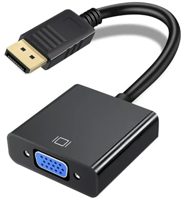 DisplayPort (DP) to VGA Adapter Gold-Plated Display Port to VGA Adapter Compatible with Computer, Desktop, Laptop, PC, Monitor, Projector HDTV-Black(Not Bidirectional,Not Compatible with HDMI or USB)
