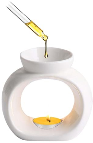 Aromatisk lampa, värmeljushållare, vit, aromlampor, vaxdiffuser för doftolja, doftlampor värmeljus, keramisk doftlampa, aromatiska doftlampor, sovrumsdekoration, avkopplande atmosfär, höjd 10,5 cm