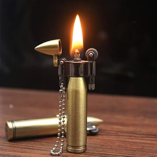 Accendino a benzina vintage in metallo a cartuccia stile antivento, ricaricabile (colore bronzo)