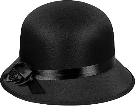 Boland 04309 - Hut Charleston, schwarz, Lady, 20er Jahre, Damenhut, Ascot, Adel, Gatsby, Karneval, Halloween, Fasching, Mottoparty