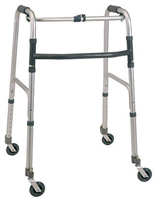 Deambulatore pieghevole L in alluminio anodizzato – 2 ruote con rotazione frizionata e 2 ruote piroettanti Ø 7 cm – Serie Click