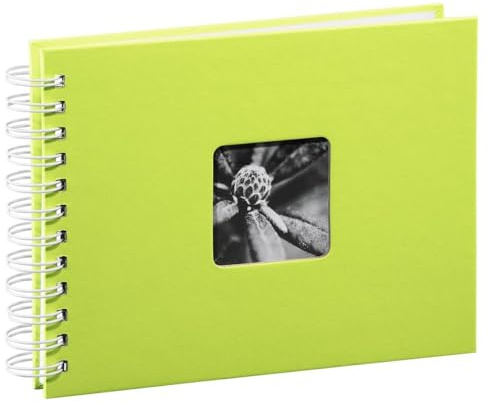 Hama | Álbum de Fotos con espiral para pegar y escribir (Álbum de fotografía de 10 x 15 cm, tamaño 24x17cm, con 50 hojas, papel cristal protector, 10x15 cm máximo 50 fotos) Color Kiwi