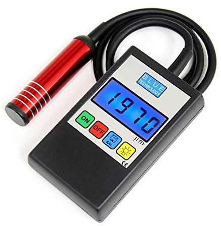Blue Technology Schichtdickenmessgerät für Auto MGR-11-S-AL | Lackdickenmessgerät für Stahl und Alu-Karosserien | Lackmessgerät Mit Flachsonde am Kabel | Lacktester Messbereich bis 1990 µm | Made EU