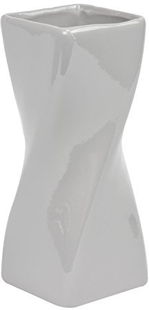 Blumenvase Tischvase Keramik grau H 19 cm gedreht Vase Blumen Glanz