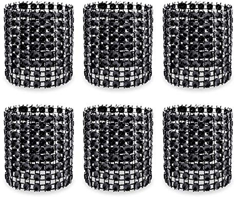 KPOSIYA Napkin Rings, Pack of 120 Rhinestone Napkin Rings Diamond Adornment for Place Settings, Wedding Receptions, Dinner or Holiday Parties, Family Gatherings (120, Black)