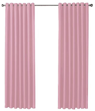 Olivia Rocco Blackout Eyelet Curtains Black Out Thermal Ring Top Curtain Pair Window Treatment Living Room Bedroom, 46 (Width) x 72 (Drop) Blush Pink