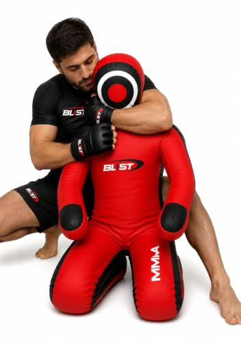 MMA dummy judo brottningsdummy boxningssäck brasiliansk BJJ JIU Jitsu sittande position dummy brottning kampsport boxning karate träningsdummy (OFYLLD (rött sylläder, 150 cm (59 tum)