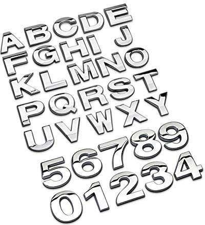 NewL Custom Uppercase Metal Letters for Car and Mailbox House Decals Emblem Name Badge Kit (Silver)