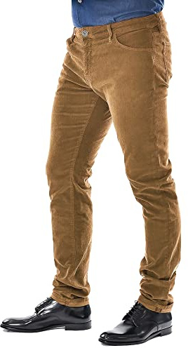 Evoga Pantaloni Uomo sartoriali in Velluto Invernali Casual (Cammello, 52)