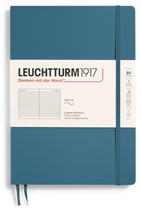 LEUCHTTURM1917 365638 Notizbuch Composition (B5), Softcover, 123 nummerierte Seiten, Stone Blue, Liniert