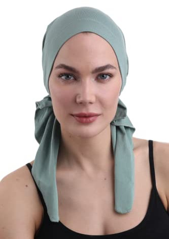 Deresina Headwear Vorgebundenes Bandana bei Haarausfall, Bambus Chemo Kopftuch für Damen, Elegant Kopftücher Turban, Kopfbedeckung Chemotherapie, Tichel Schädelkappe (Mint)