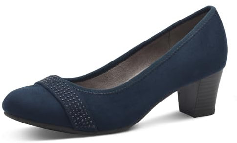 Jana Damen Pumps mit Glitzerdetails Vegan, Blau (Navy), 36 EU