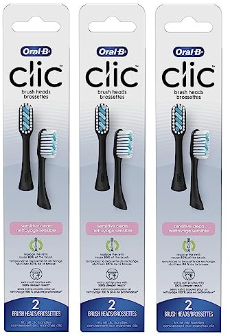 Oral-B Clic Toothbrush Sensitive Clean Replacement Brush Heads, Black, 2 Count (Pack of 3)