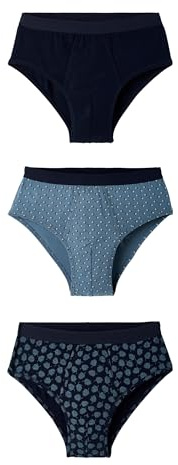 Damart - Lot De 3 Slips Ouverts Homme Bleu Imprimé Taille XXL (110-117)