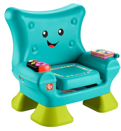 Fisher-Price Pedagogisk leksak, pedagogisk leksak för småbarn, pedagogisk stol, turkos, med musik och olika aktiviteter för barn från 1 år, engelska (Storbritannien), franska, tyska version, HYR97