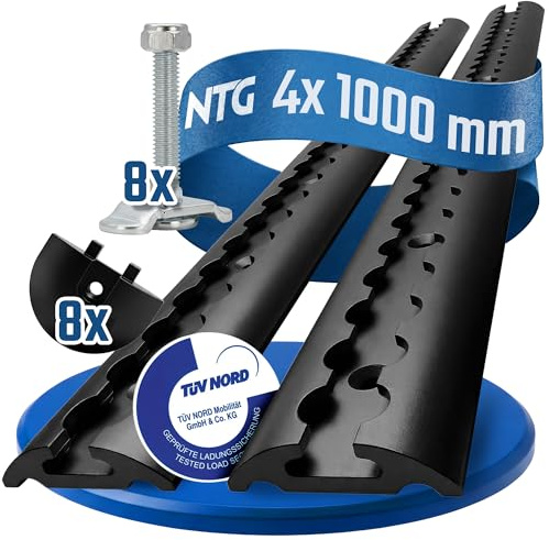 NTG Airlineskena 1 m/1 000 mm halvcirkelformad aluminium TÜV-certifierad– ekonomiset, släpvagnstillbehör, lastsäkring, aluminiumskena, lastbil, personbil, transport, husbil, m. Borrningar, svart