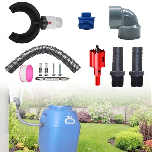 Fallrohr Regensammler, Regenwassersammler für 70-110mm Fallrohr, Regensammler Speedy Regentonnen Anschluss mit Montagezubehör, Regensammler Regentonnen Verbinder für Dächer bis 80 m² (50cm Schlauch)