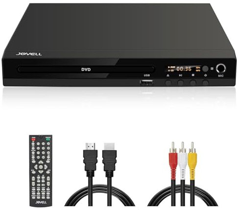 JOVELL-170 DVD-Player mit Scart-Anschluss, Regionenfreier HD-DVD-CD-Player 1080P mit HDMI-Ausgang AV-Ausgang, Integriertem PAL NTSC-TV-System, Unterstützt MIC-Eingang, USB-Eingang (mit Scart)
